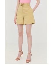Spodnie szorty damskie kolor beżowy gładkie high waist - Answear.com Pinko