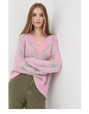 Sweter sweter z domieszką wełny damski kolor różowy - Answear.com Pinko