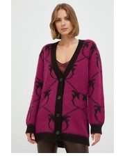 Sweter kardigan z domieszką wełny damski kolor fioletowy - Answear.com Pinko