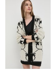 Sweter kardigan z domieszką wełny damski kolor beżowy - Answear.com Pinko