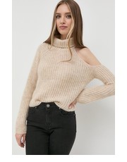 Sweter sweter z domieszką wełny damski kolor beżowy z półgolfem - Answear.com Pinko