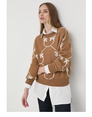 Sweter sweter wełniany damski kolor brązowy - Answear.com Pinko