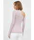 Sweter Pinko sweter damski kolor różowy lekki z golfem