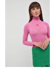 Sweter sweter z domieszką kaszmiru damski kolor różowy lekki z golfem - Answear.com Pinko