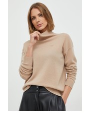 Sweter sweter kaszmirowy damski kolor beżowy lekki z golfem - Answear.com Pinko