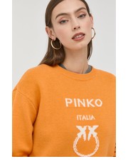 Sweter sweter wełniany damski kolor pomarańczowy lekki - Answear.com Pinko