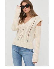 Sweter sweter z domieszką wełny damski kolor beżowy ciepły - Answear.com Pinko