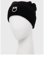 Czapka czapka z domieszką wełny kolor czarny z cienkiej dzianiny z domieszką wełny - Answear.com Pinko