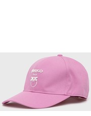 Czapka czapka bawełniana kolor różowy z aplikacją - Answear.com Pinko