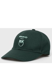 Czapka czapka bawełniana kolor zielony z aplikacją - Answear.com Pinko