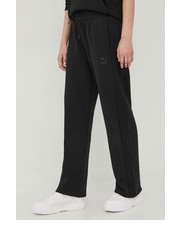 Spodnie spodnie dresowe bawełniane damskie kolor czarny gładkie - Answear.com Puma