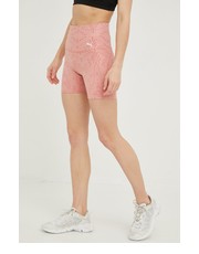 Spodnie szorty treningowe Studio damskie kolor różowy wzorzyste medium waist - Answear.com Puma