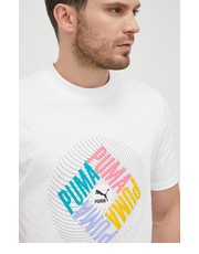 T-shirt - koszulka męska t-shirt bawełniany SWxP kolor biały z nadrukiem - Answear.com Puma