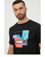 T-shirt - koszulka męska t-shirt bawełniany kolor czarny z nadrukiem - Answear.com Puma