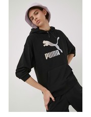 Bluza bluza damska kolor czarny z kapturem z nadrukiem - Answear.com Puma