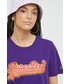 Bluzka Superdry t-shirt bawełniany kolor fioletowy
