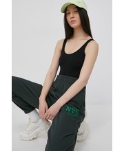 Spodnie spodnie bawełniane damskie kolor zielony z aplikacją - Answear.com Superdry