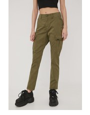 Spodnie spodnie damskie kolor zielony fason cargo high waist - Answear.com Superdry