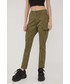 Spodnie Superdry spodnie damskie kolor zielony fason cargo high waist