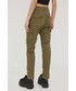Spodnie Superdry spodnie damskie kolor zielony fason cargo high waist