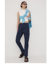 Spodnie spodnie damskie kolor granatowy fason cargo high waist - Answear.com Superdry