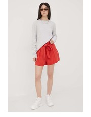 Spodnie szorty damskie kolor czerwony gładkie high waist - Answear.com Superdry