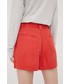Spodnie Superdry szorty damskie kolor czerwony gładkie high waist