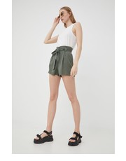 Spodnie szorty damskie kolor zielony gładkie high waist - Answear.com Superdry