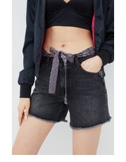 Spodnie szorty jeansowe damskie kolor szary gładkie medium waist - Answear.com Superdry
