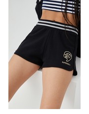 Spodnie szorty damskie kolor czarny z aplikacją high waist - Answear.com Superdry