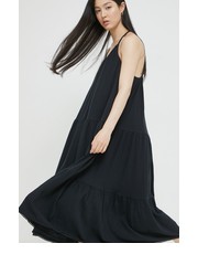 Sukienka sukienka z domieszką lnu kolor czarny midi rozkloszowana - Answear.com Superdry