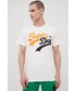 T-shirt - koszulka męska Superdry t-shirt bawełniany kolor biały z aplikacją