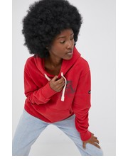 Bluza bluza bawełniana damska kolor czerwony z kapturem z nadrukiem - Answear.com Superdry