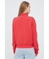 Bluza Superdry bluza damska kolor czerwony z kapturem z aplikacją