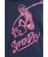 Bluza Superdry bluza bawełniana damska kolor granatowy z kapturem z nadrukiem