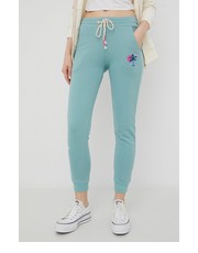 Spodnie spodnie dresowe Vano damskie kolor turkusowy z aplikacją - Answear.com Femi Stories