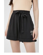 Spodnie szorty damskie kolor czarny z aplikacją high waist - Answear.com Femi Stories