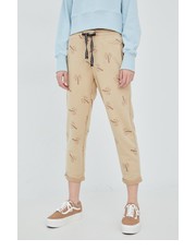 Spodnie spodnie dresowe damskie kolor beżowy wzorzyste - Answear.com Femi Stories