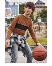 Koszulka longsleeve bawełniany dziecięcy kolor brązowy z nadrukiem - Answear.com Mayoral