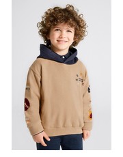 Bluza bluza dziecięca kolor beżowy z kapturem z nadrukiem - Answear.com Mayoral