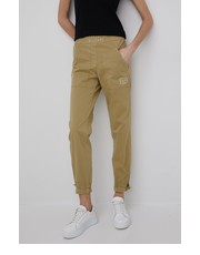 Spodnie spodnie damskie kolor zielony proste high waist - Answear.com Aeronautica Militare
