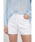Spodnie Aeronautica Militare szorty jeansowe damskie kolor biały gładkie high waist