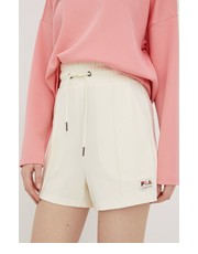 Spodnie szorty damskie kolor beżowy gładkie high waist - Answear.com Fila