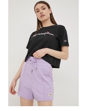 Spodnie szorty damskie kolor fioletowy gładkie high waist - Answear.com Fila