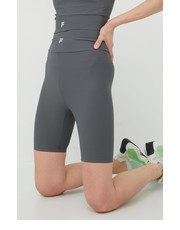Spodnie szorty treningowe Cassino damskie kolor szary gładkie high waist - Answear.com Fila