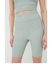 Spodnie szorty treningowe Cassino damskie kolor zielony gładkie high waist - Answear.com Fila
