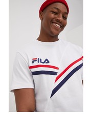 T-shirt - koszulka męska t-shirt bawełniany kolor biały z aplikacją - Answear.com Fila