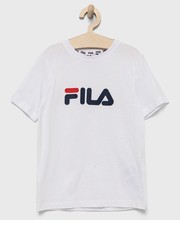 Koszulka t-shirt bawełniany dziecięcy kolor biały z nadrukiem - Answear.com Fila