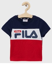 Koszulka t-shirt bawełniany dziecięcy kolor czerwony wzorzysty - Answear.com Fila
