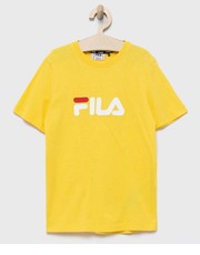 Koszulka t-shirt bawełniany dziecięcy kolor żółty z nadrukiem - Answear.com Fila